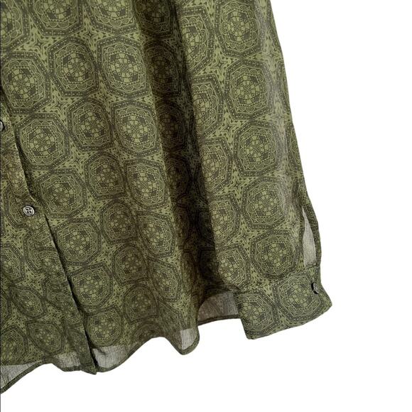 Kut From The Kloth Shirt Top Long Sleeved Sheer Green Button Front Blouse Size S - Picture 5 of 14